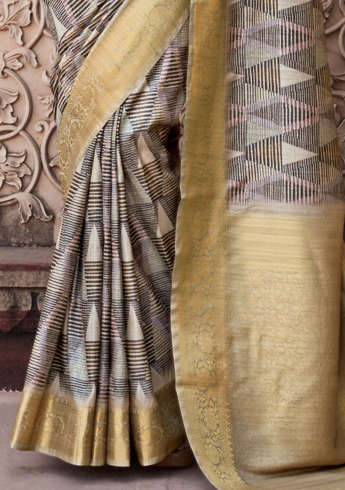 Anchor Grey Handloom Banarasi Silk Saree