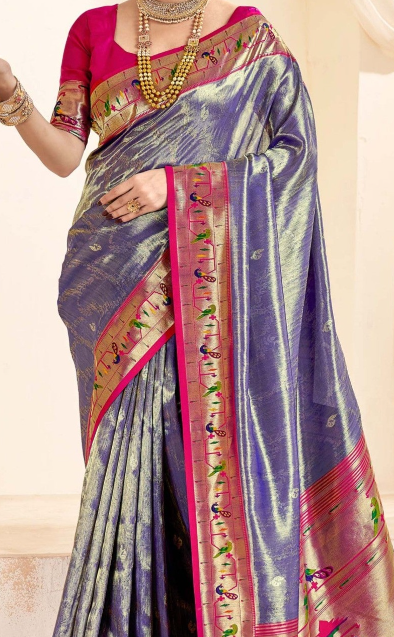 Regal Purple Paithani Tissue Silk Saree