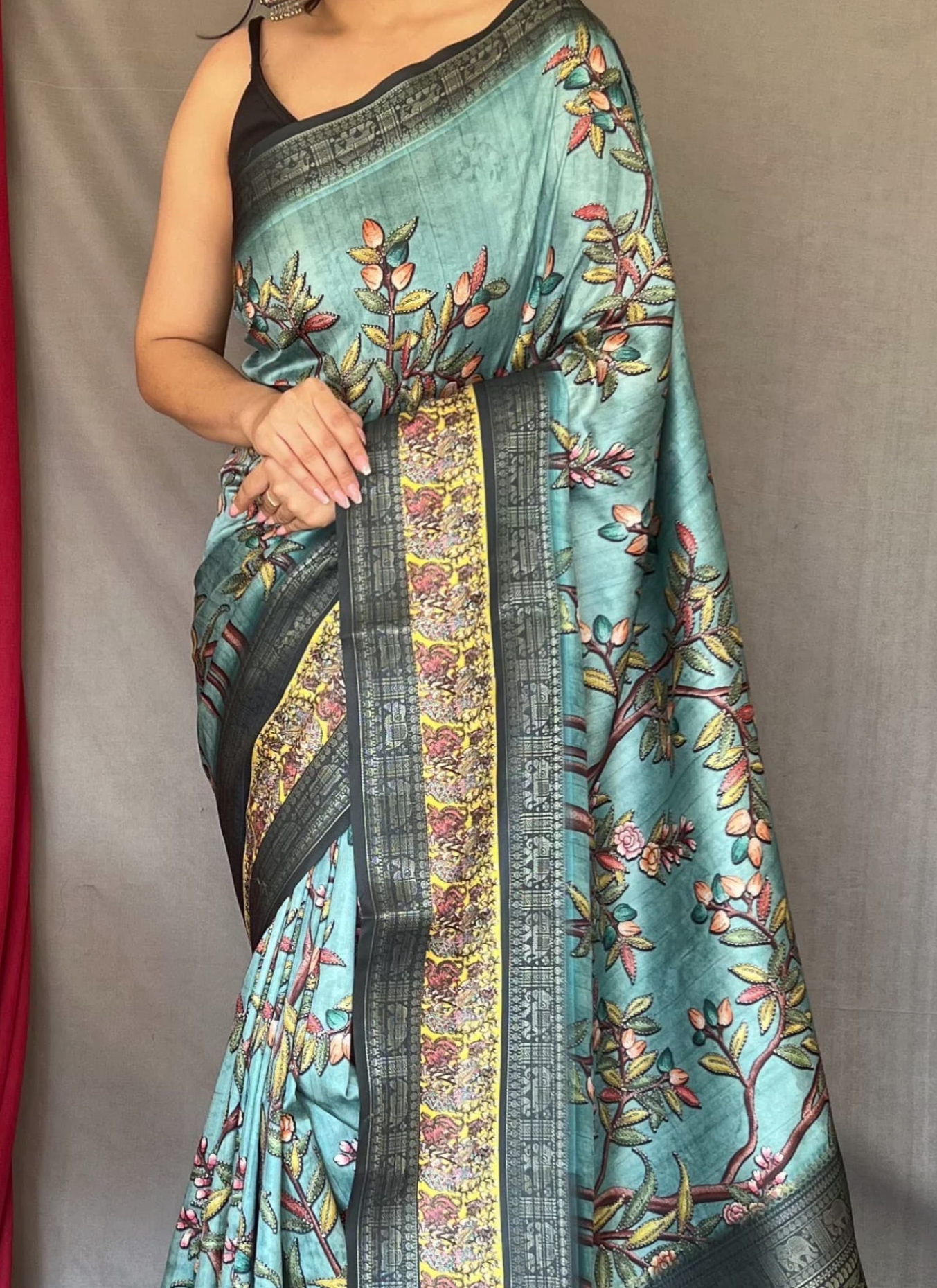 Azure Blue Kanchipuram Silk Saree