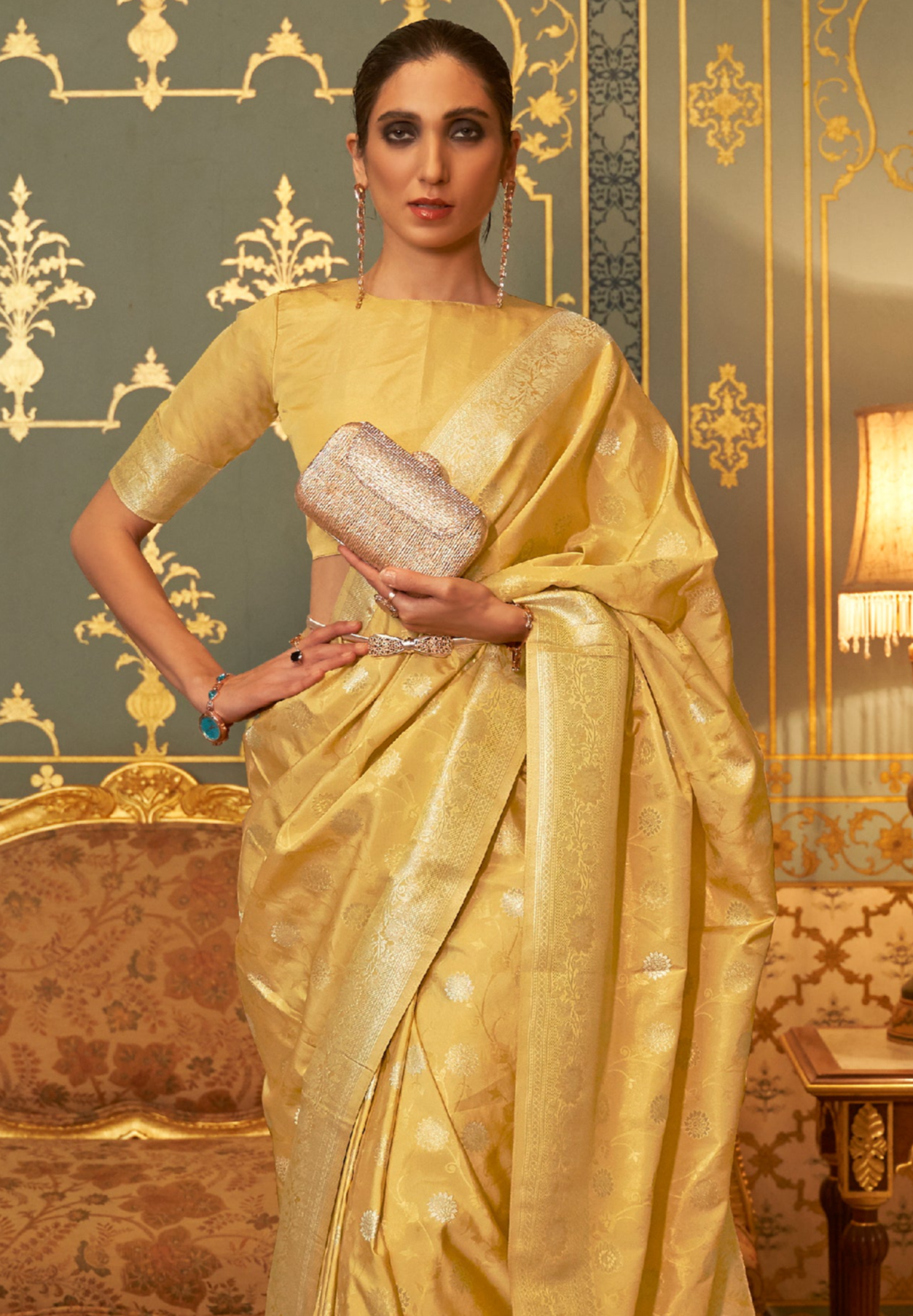 Sunlit Splendor Yellow Handloom Kanjivaram Saree