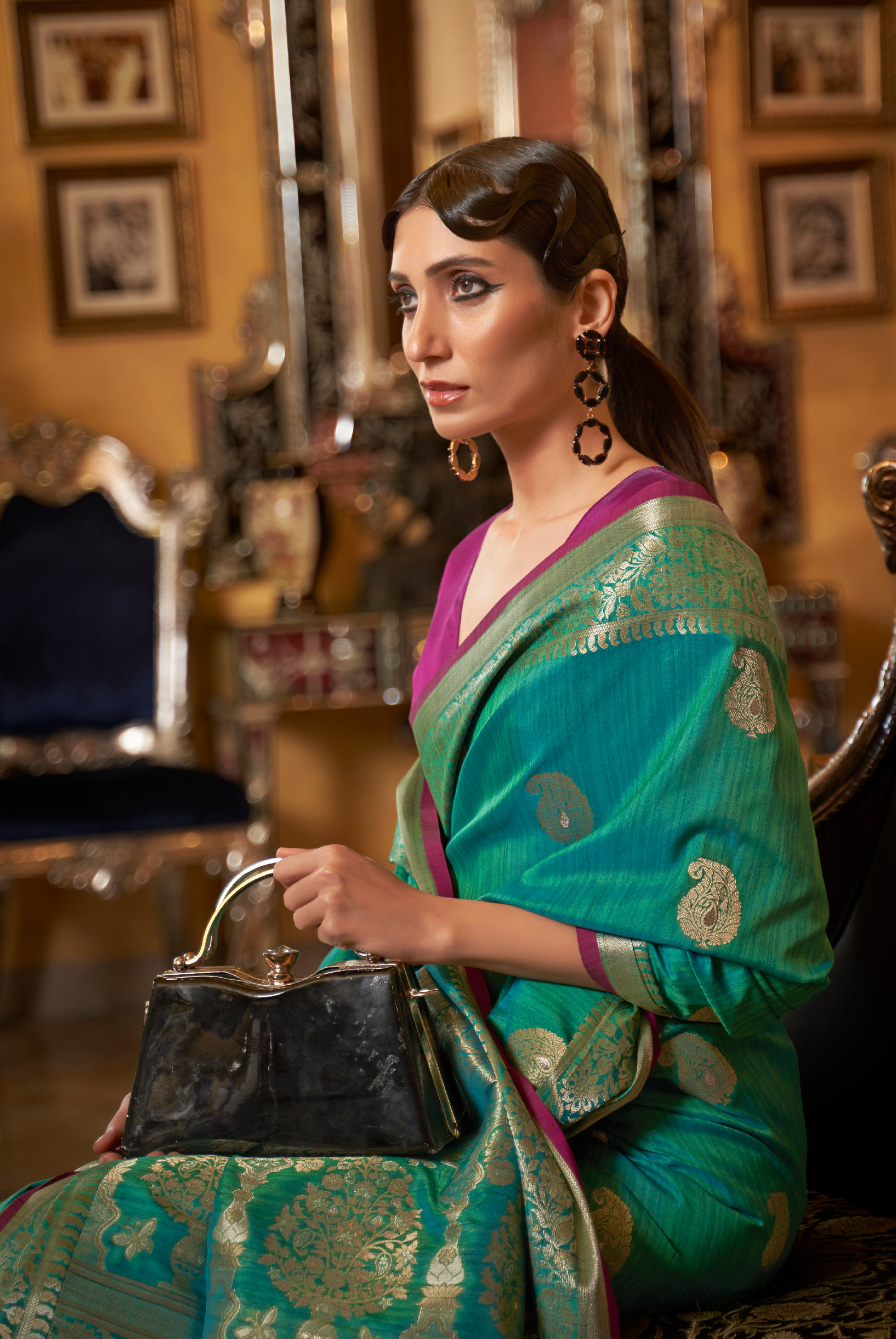 Radiant  Green Zari Woven Tussar Saree