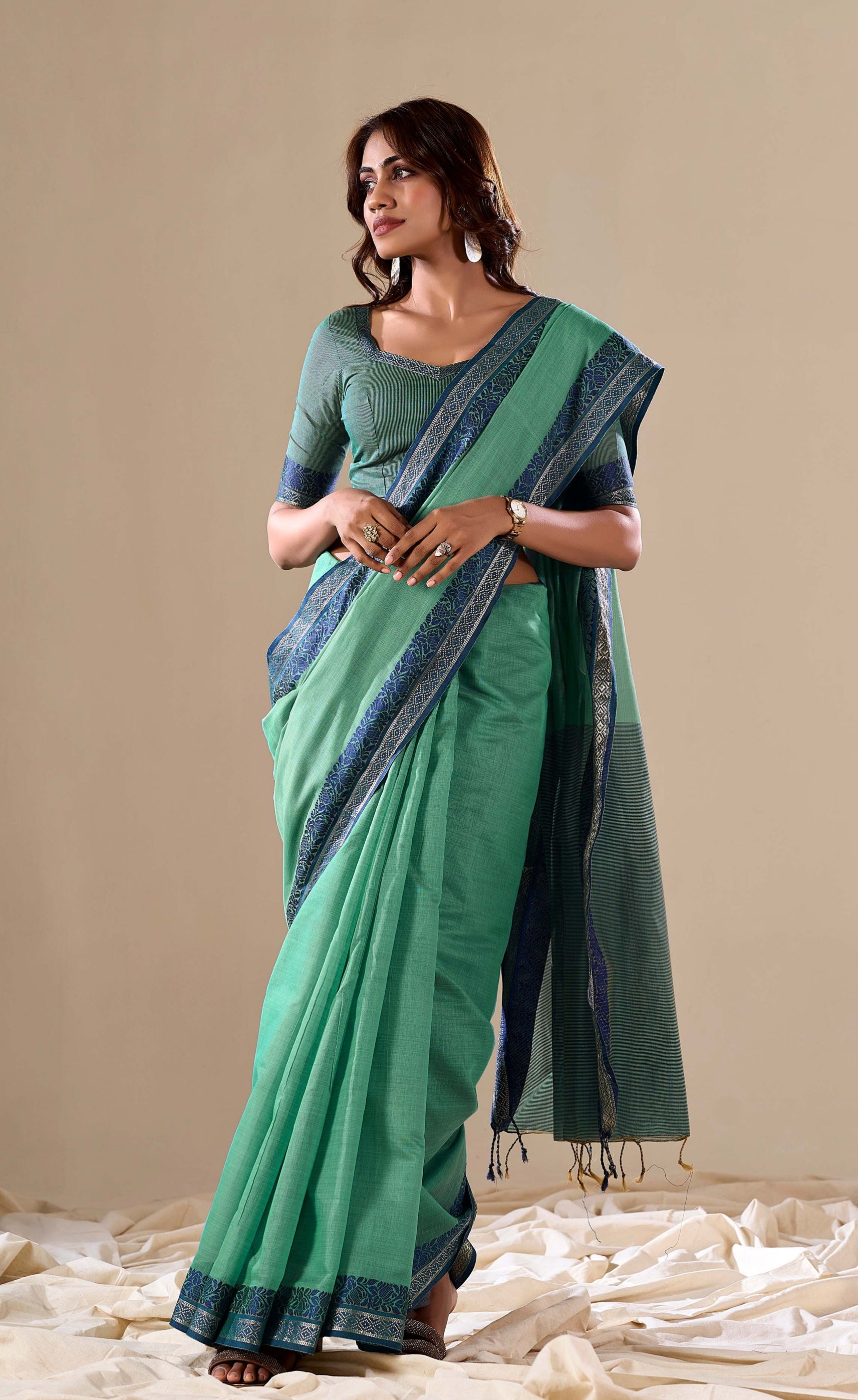 Elegant Light Green Handloom Cotton Saree