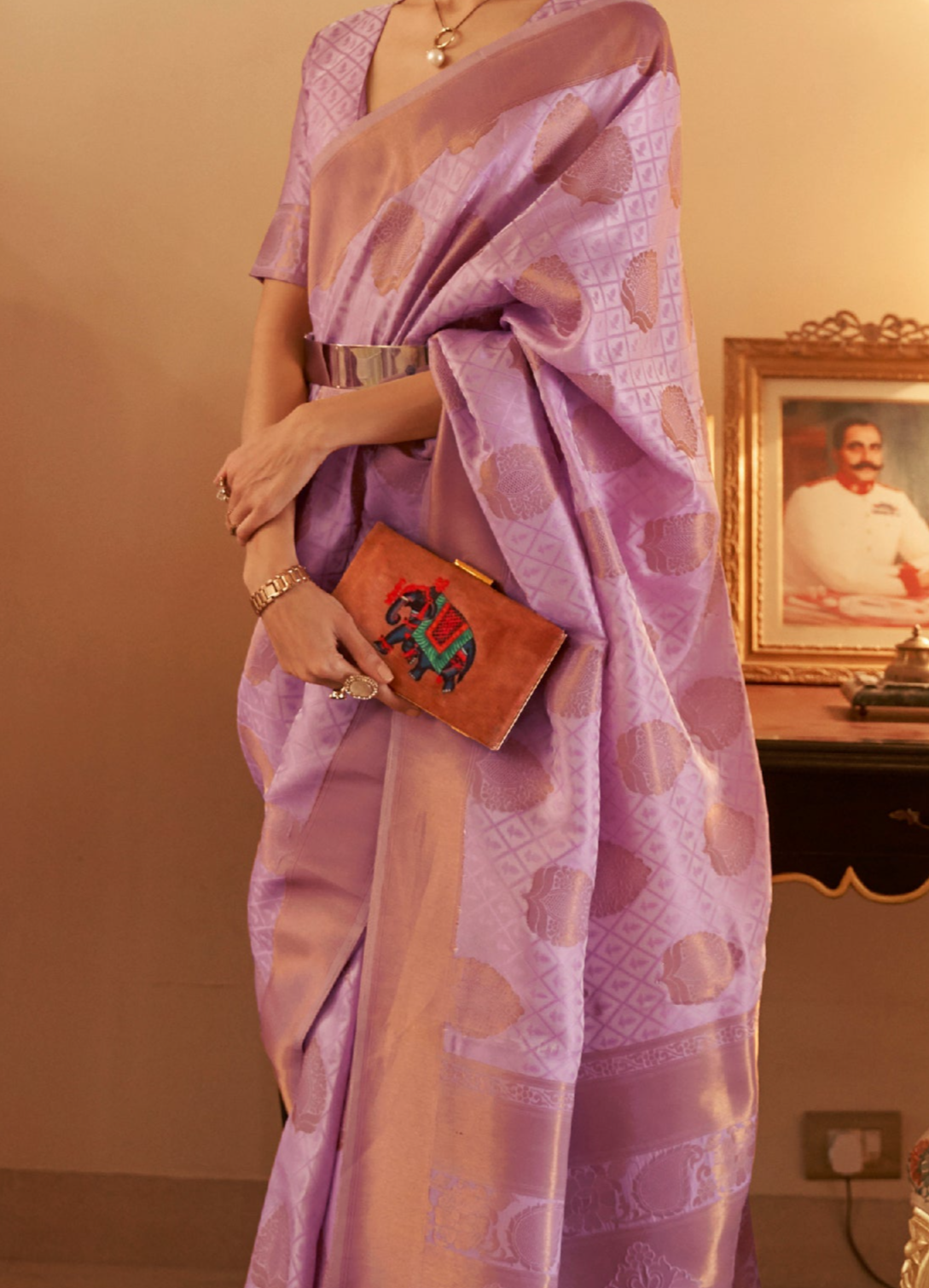 Majestic Purple Banarasi Copper Zari Silk Saree