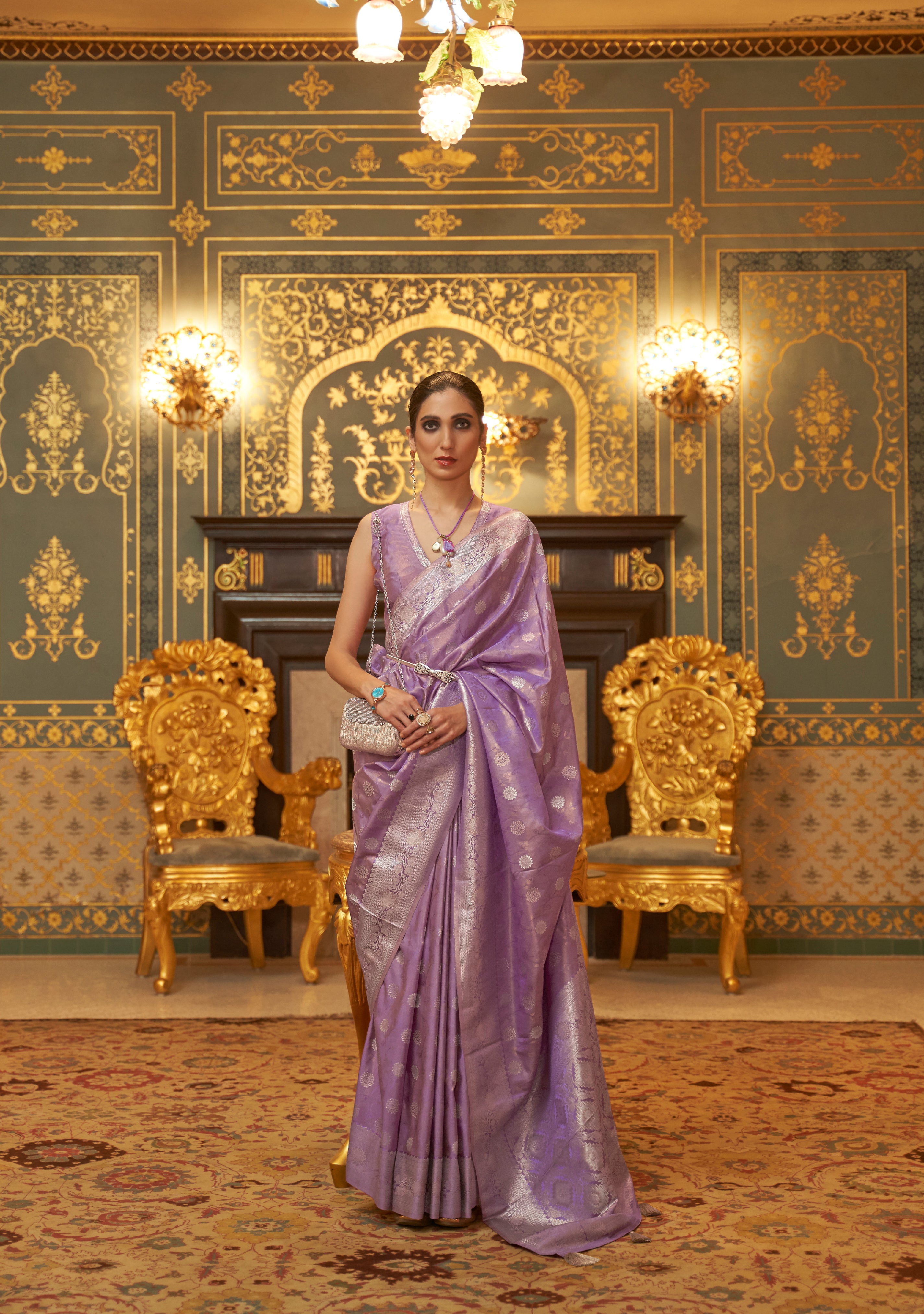 Lavender Mist Handloom Kanjivaram Saree