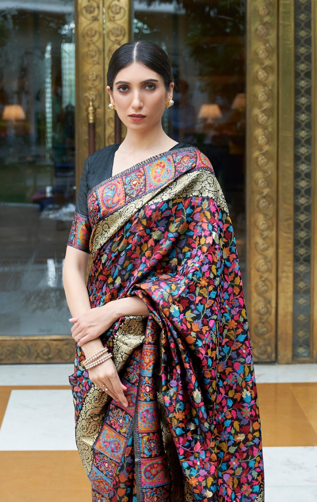 Stunning Magenta Kashmiri Modal Silk Saree