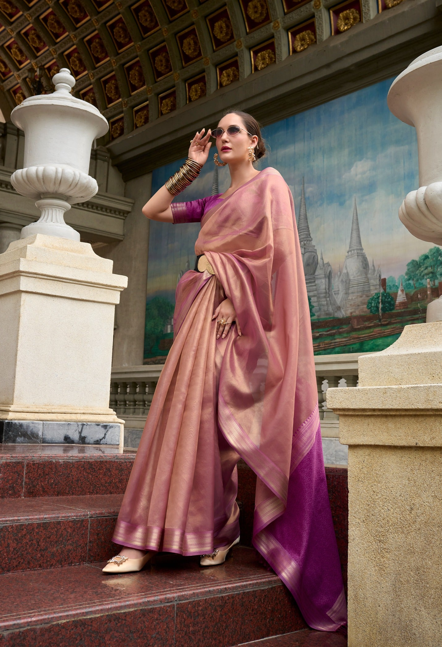 Embrace Royalty: Pure Tissue Silk Saree in Enchanting  Fuchisia Purple