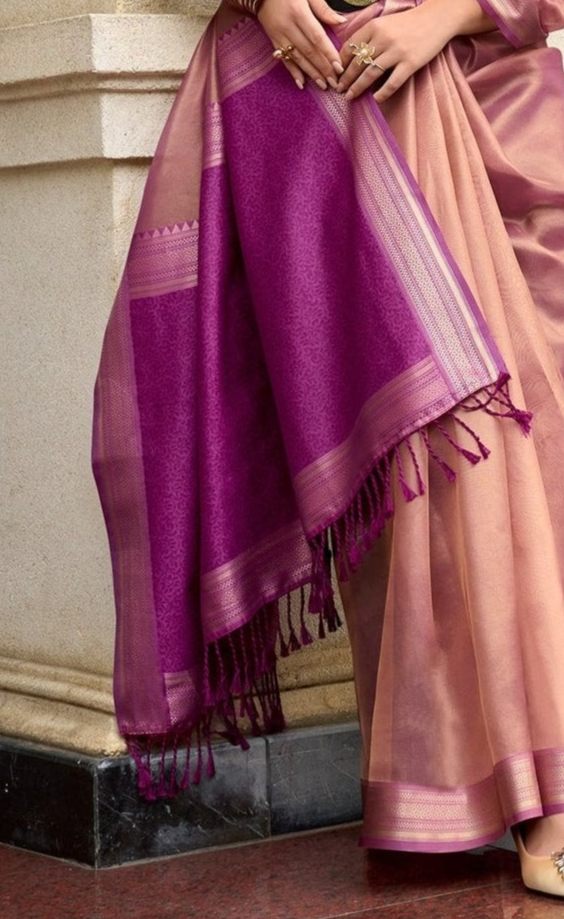 Embrace Royalty: Pure Tissue Silk Saree in Enchanting  Fuchisia Purple