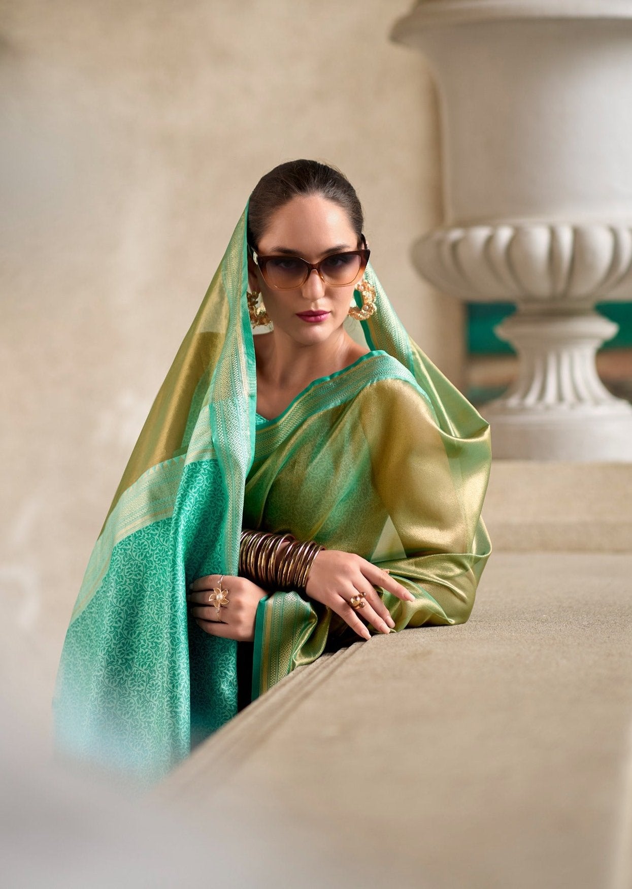 Mint Green Magic: Pure Tissue Silk Saree with Exquisite Designer Pallu