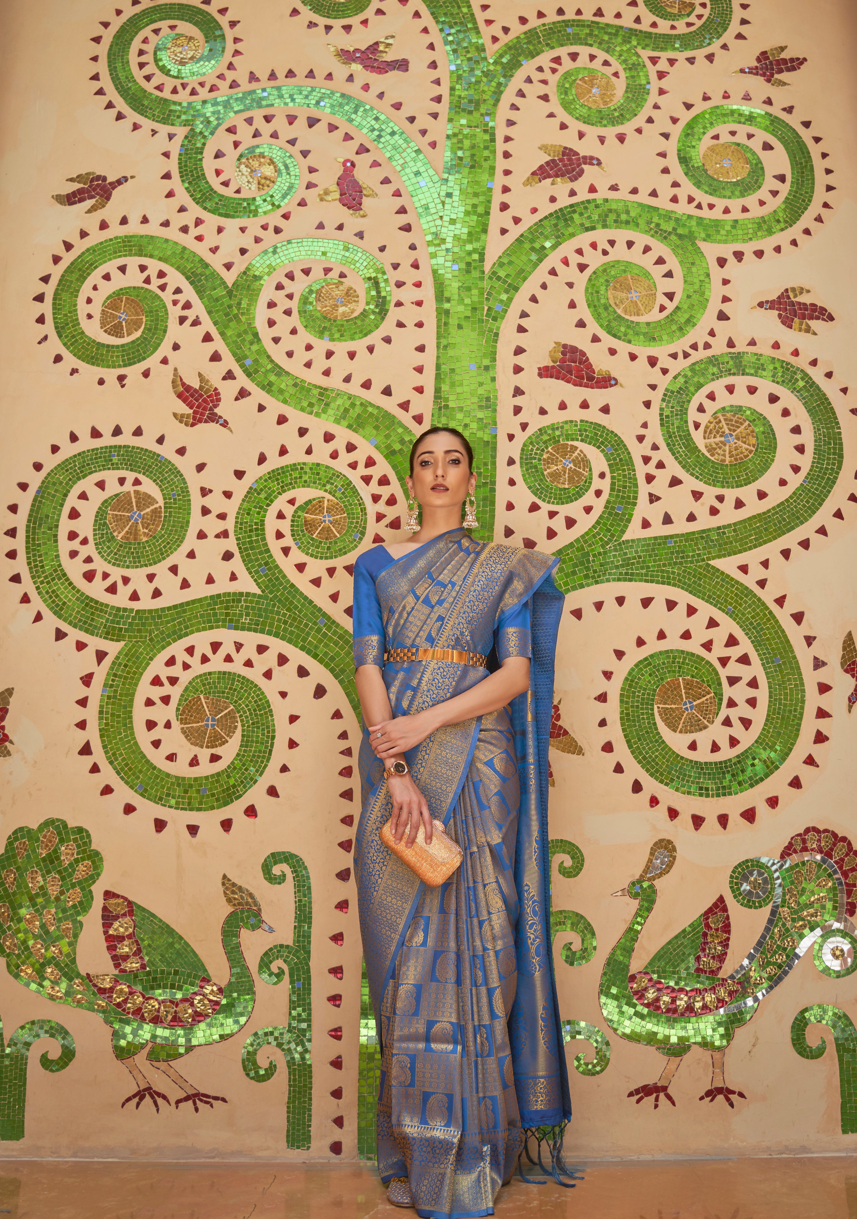 Blue Lagoon Zari Woven Kanjivaram Saree