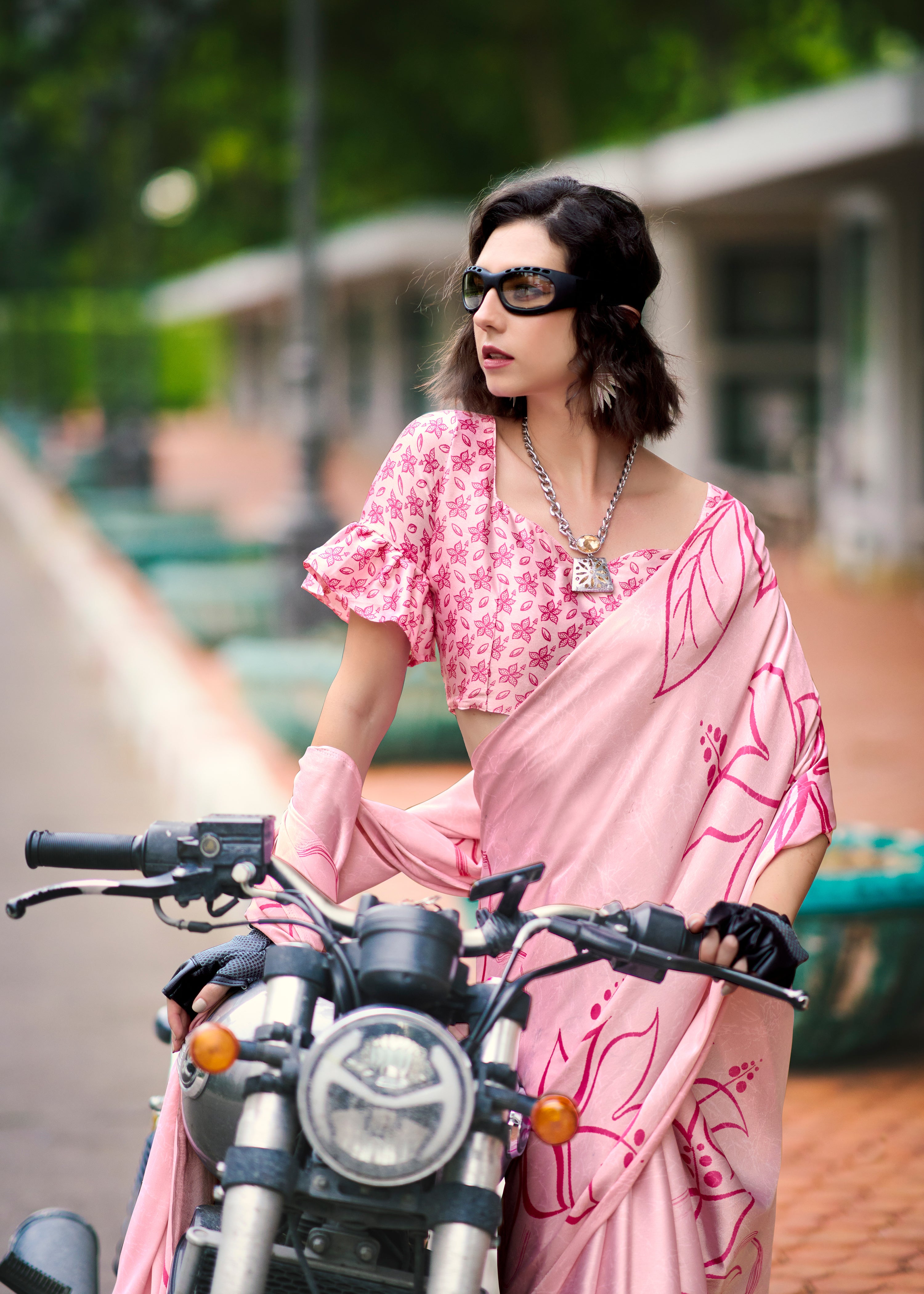 Majestic Elegant Pink color Japan Sattin Saree