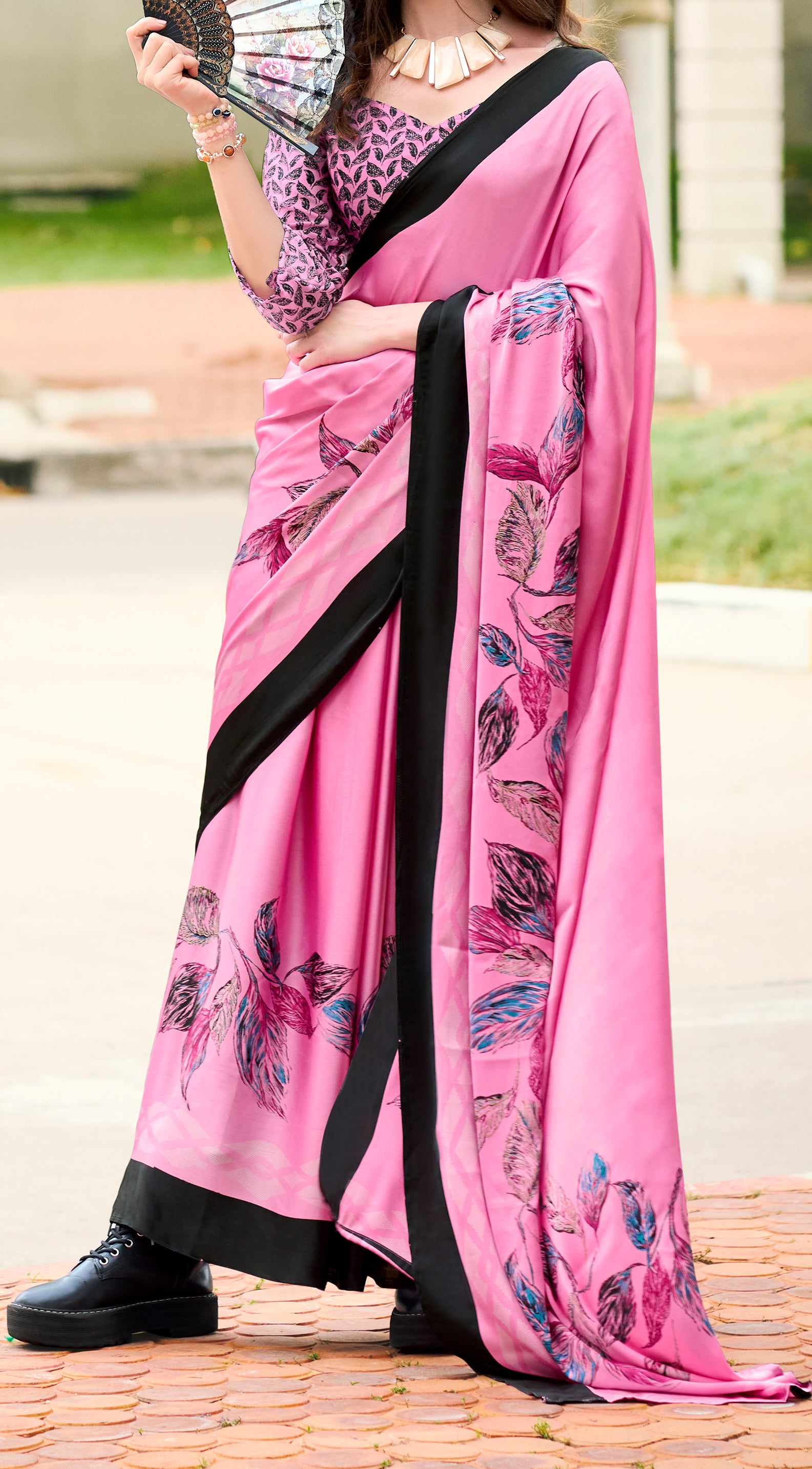 Majestic Elegant Pink color Japan Sattin Saree