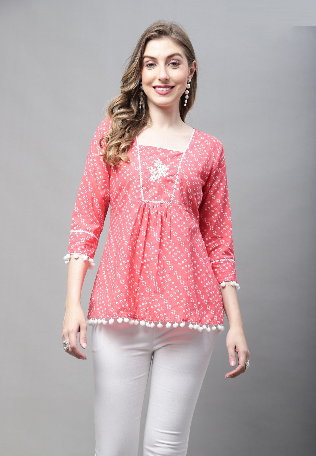 Baby Pink Short Top Kurti - Pure Cotton