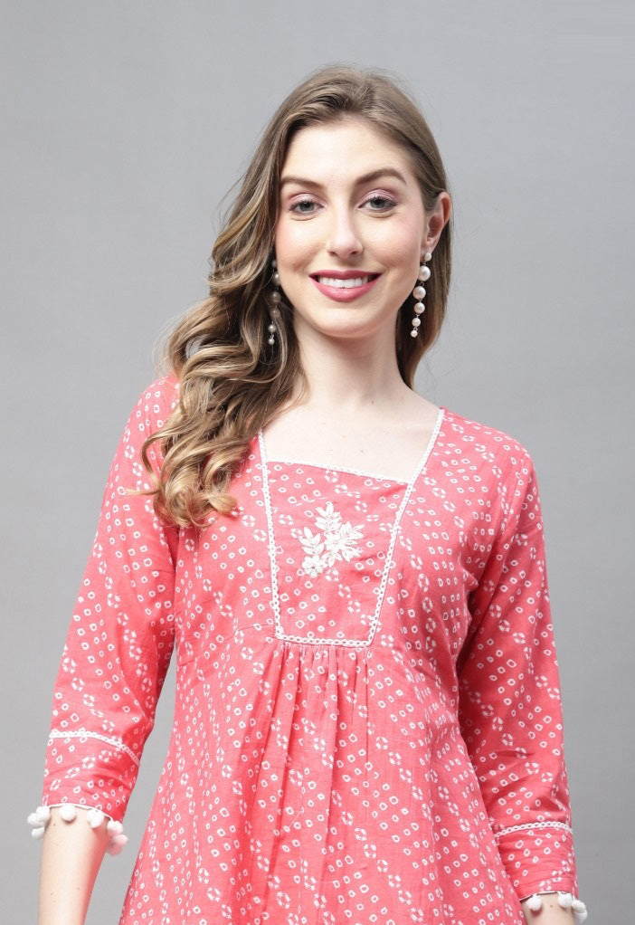 Baby Pink Short Top Kurti - Pure Cotton