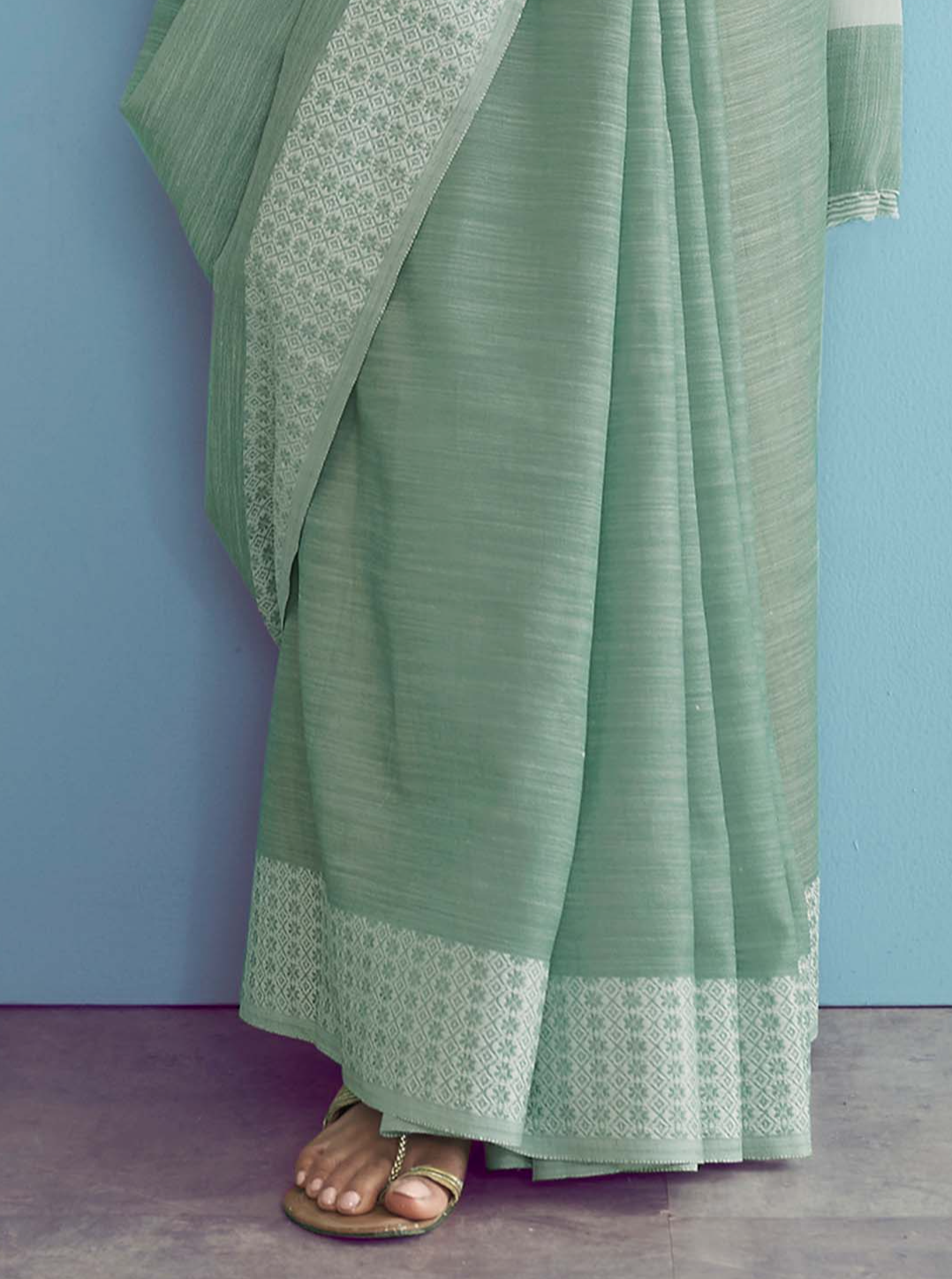 Willow Green Pure Cotton Saree