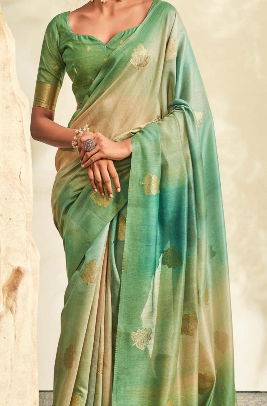 Radiant Light Green Handloom Khadi Silk Saree