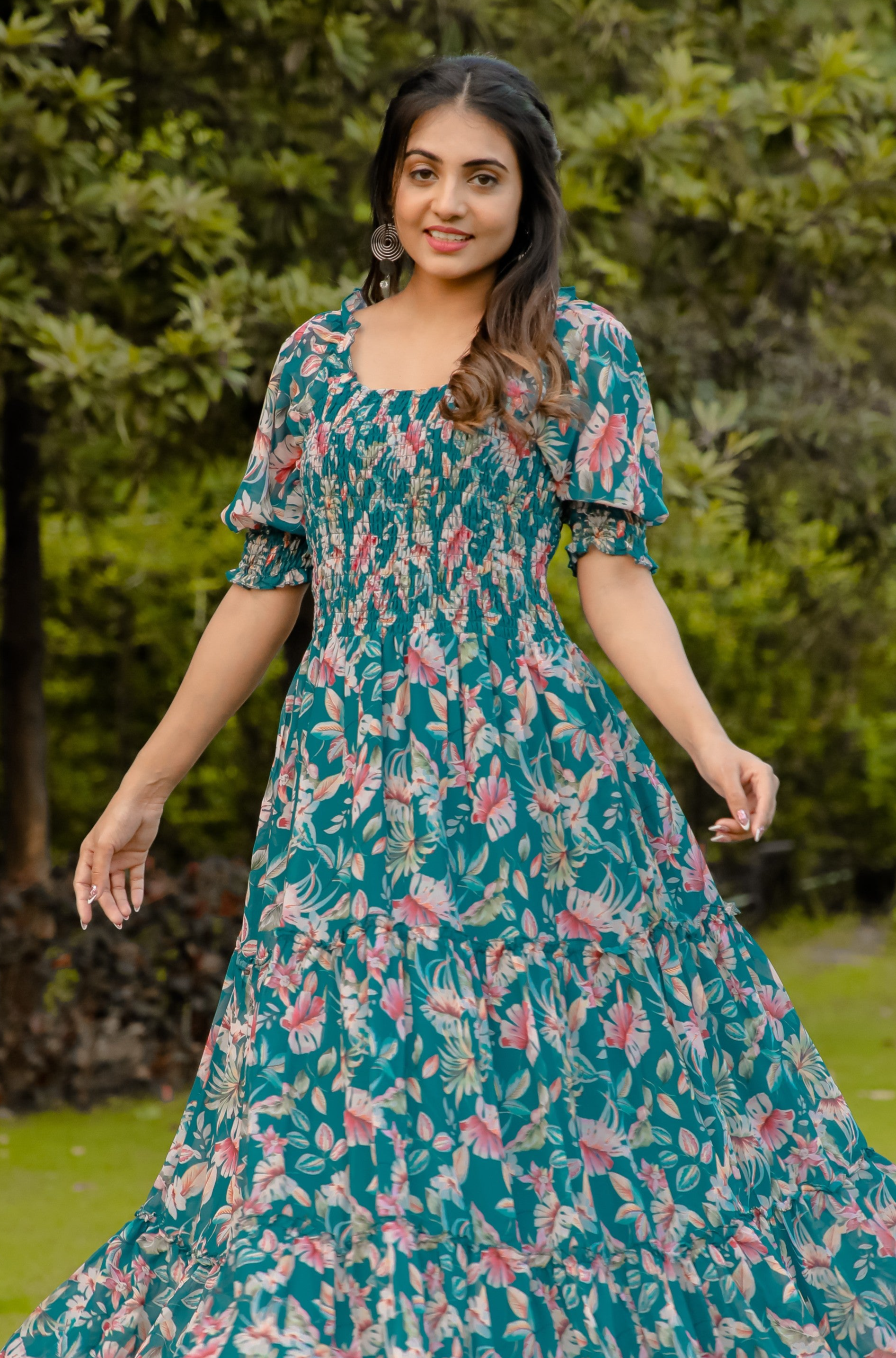 Aqua Blue Anarkali Kurti - Georgette