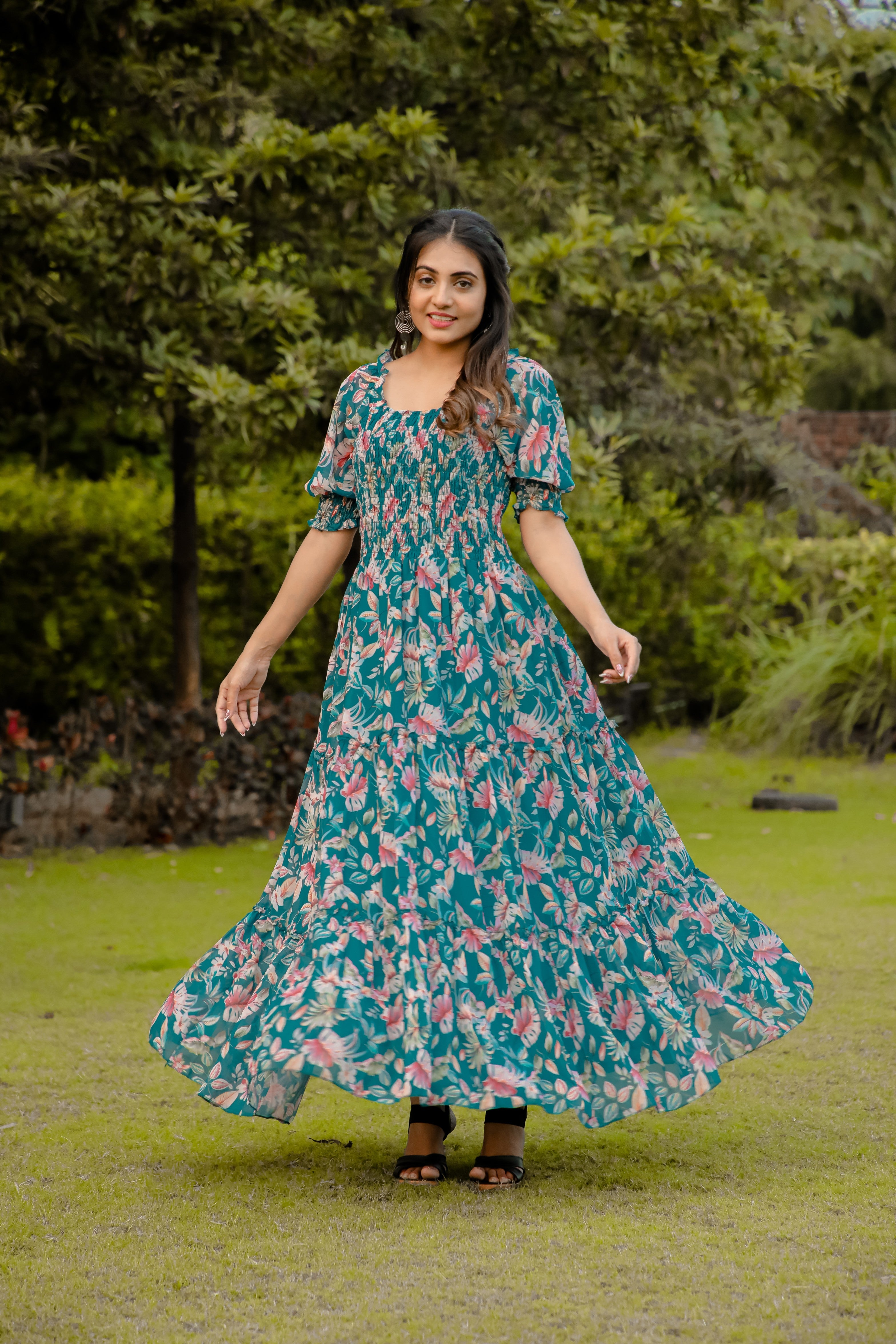 Aqua Blue Anarkali Kurti - Georgette