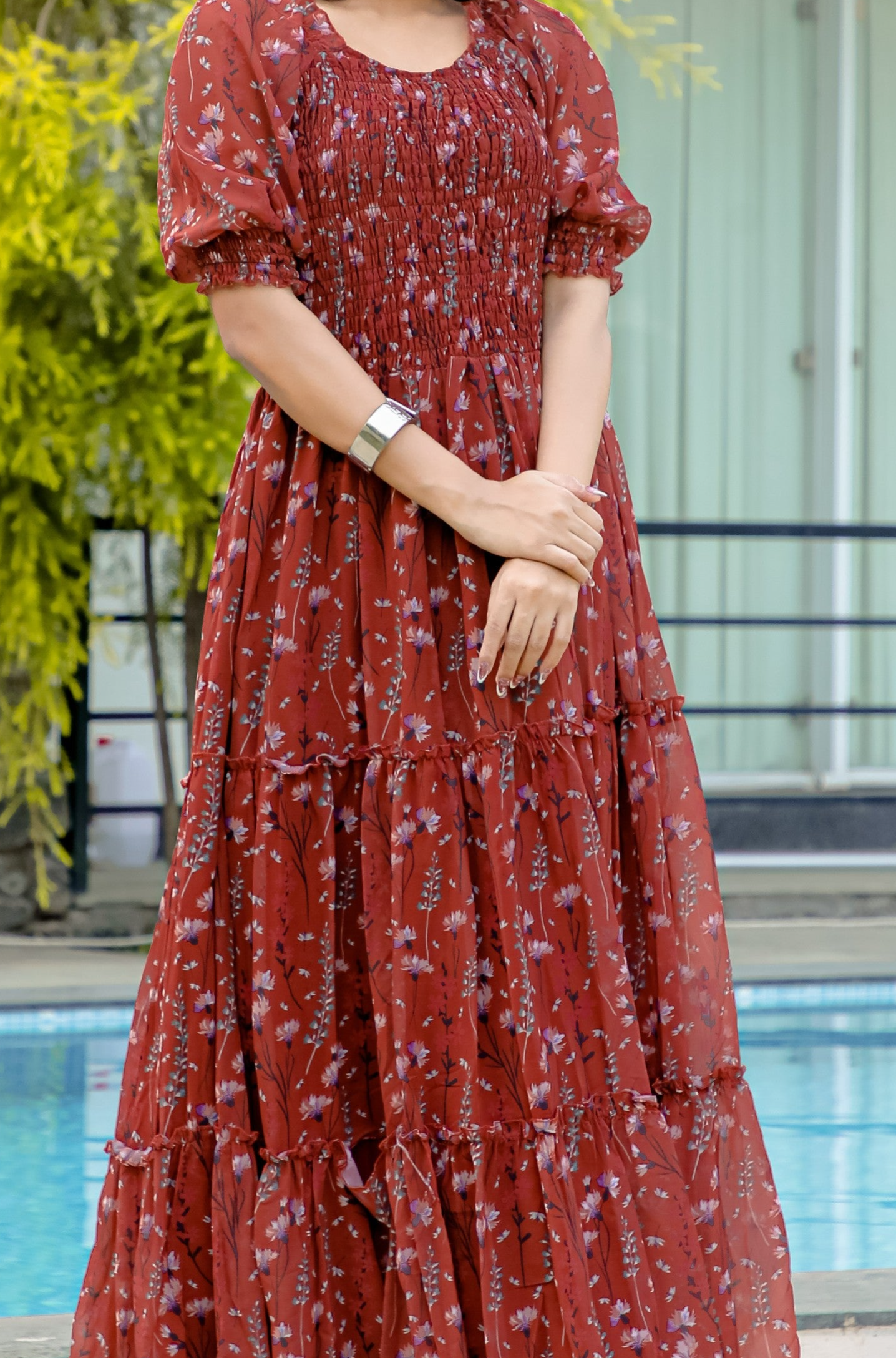 Maroon Anarkali Kurti - Georgette