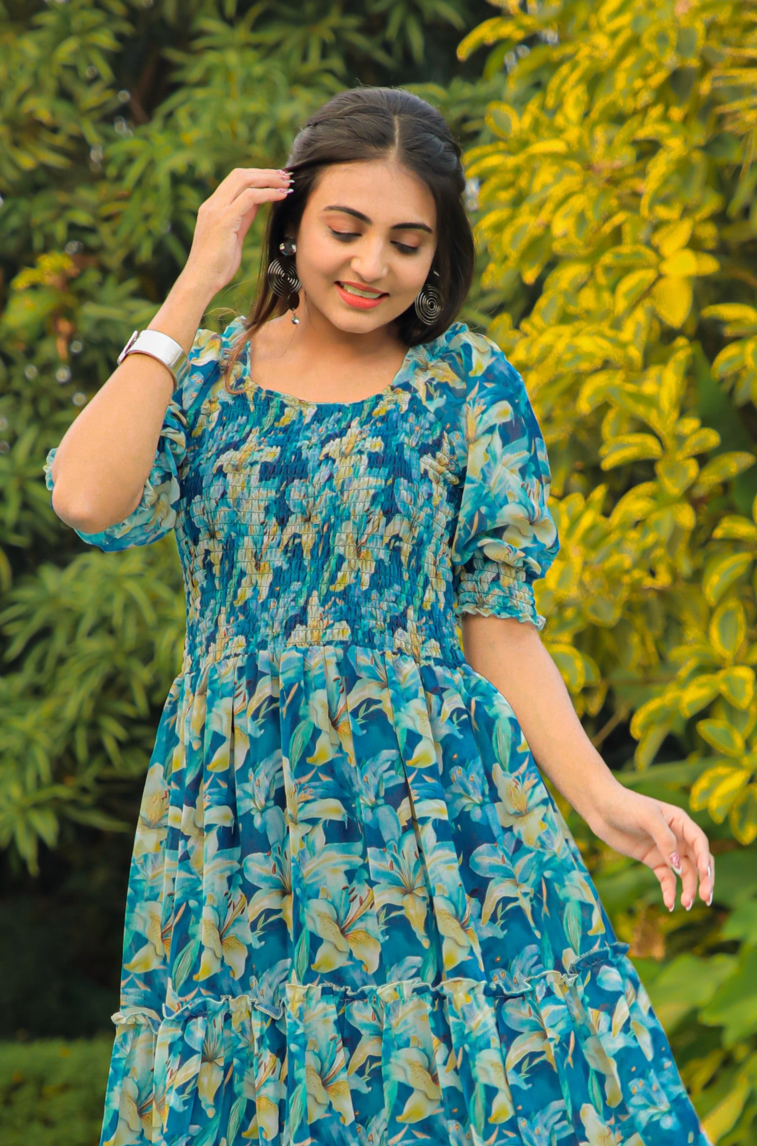 Blue Anarkali Kurti - Georgette