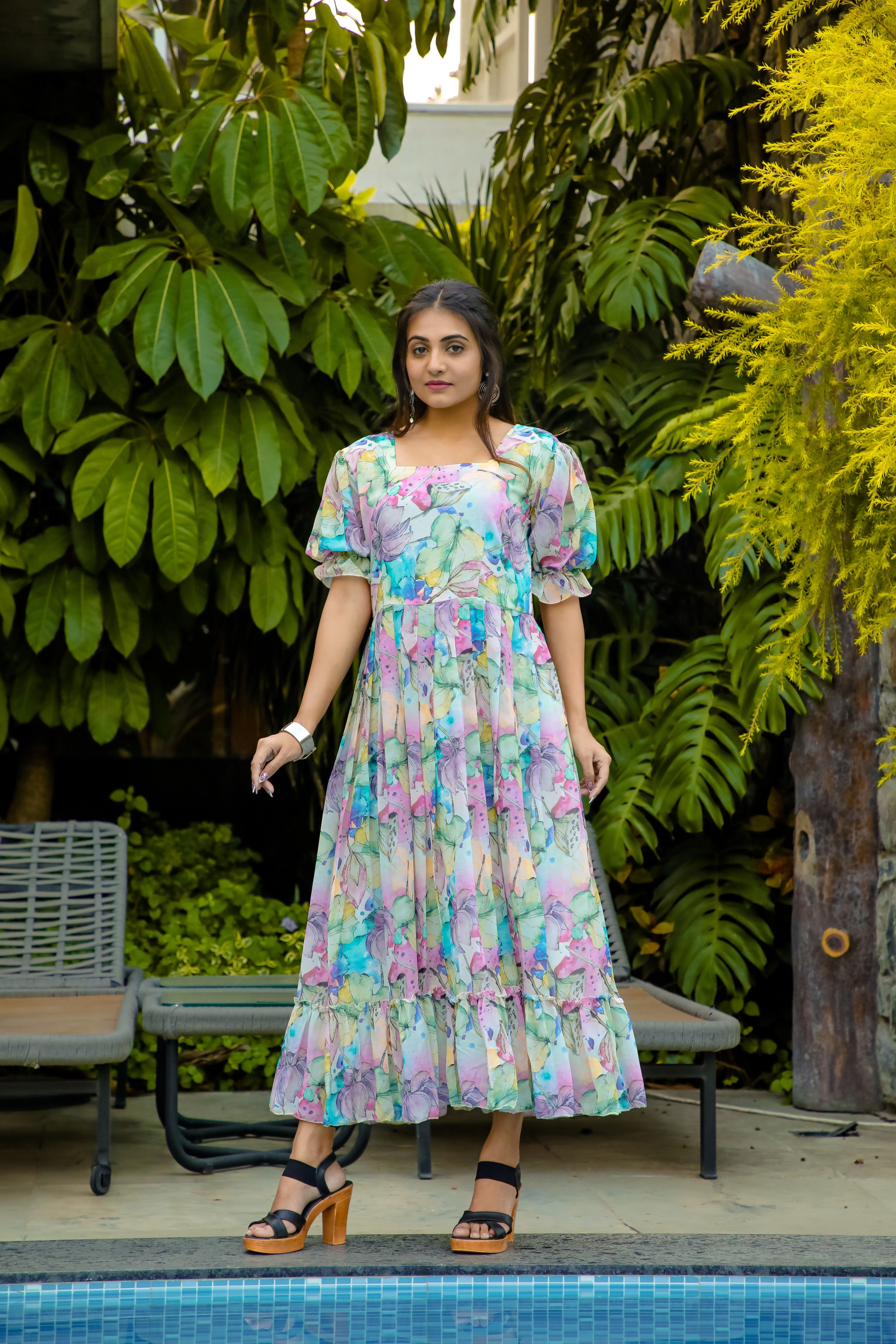 Multi Color Anarkali Kurti - Georgette