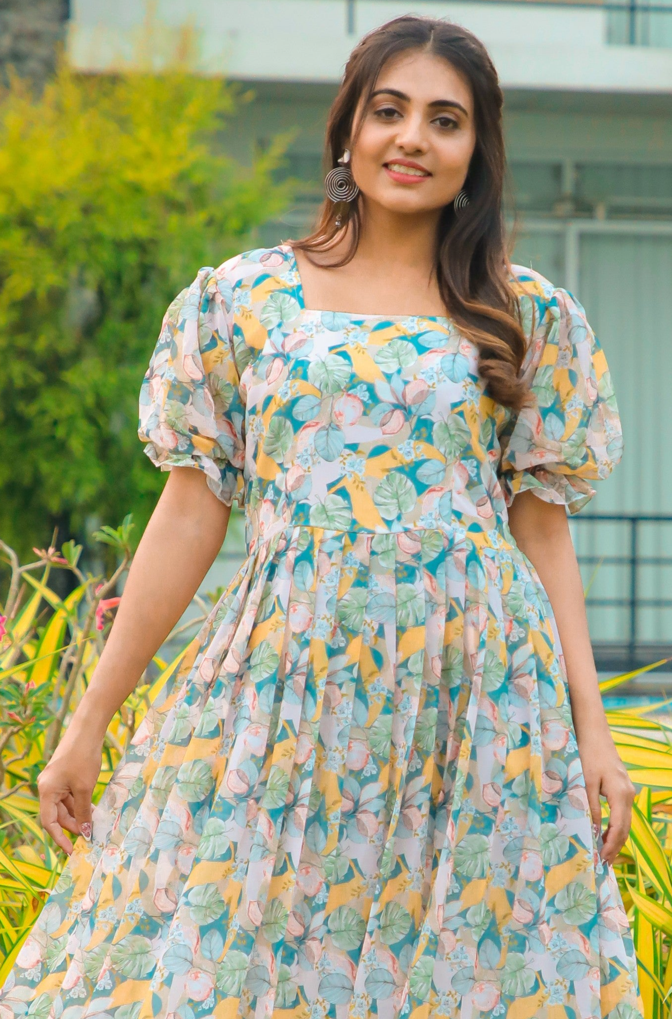 Sky Blue Anarkali Kurti - Georgette