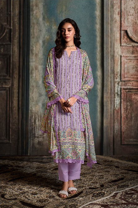 Lavender Color Pure Muslin With Digital Print Salwar Kameez