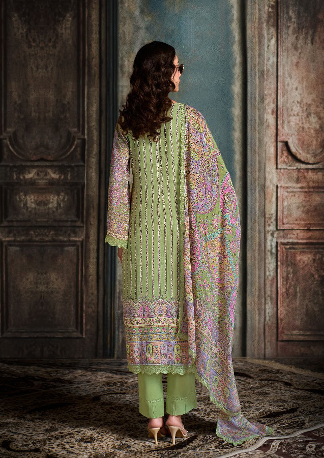 Green Color Pure Muslin With Digital Print Salwar Kameez