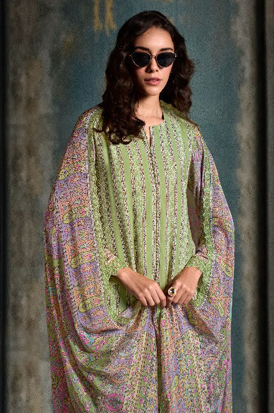 Green Color Pure Muslin With Digital Print Salwar Kameez