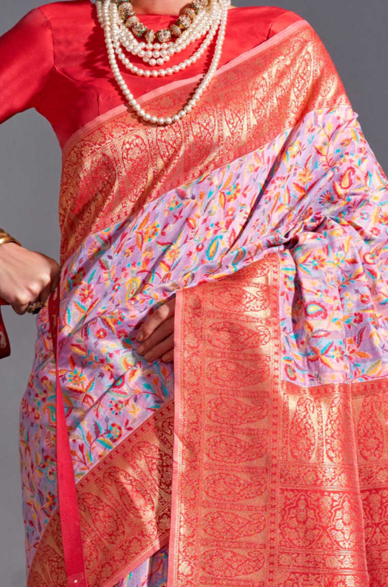 Multi Kashmiri Handloom Silk Saree