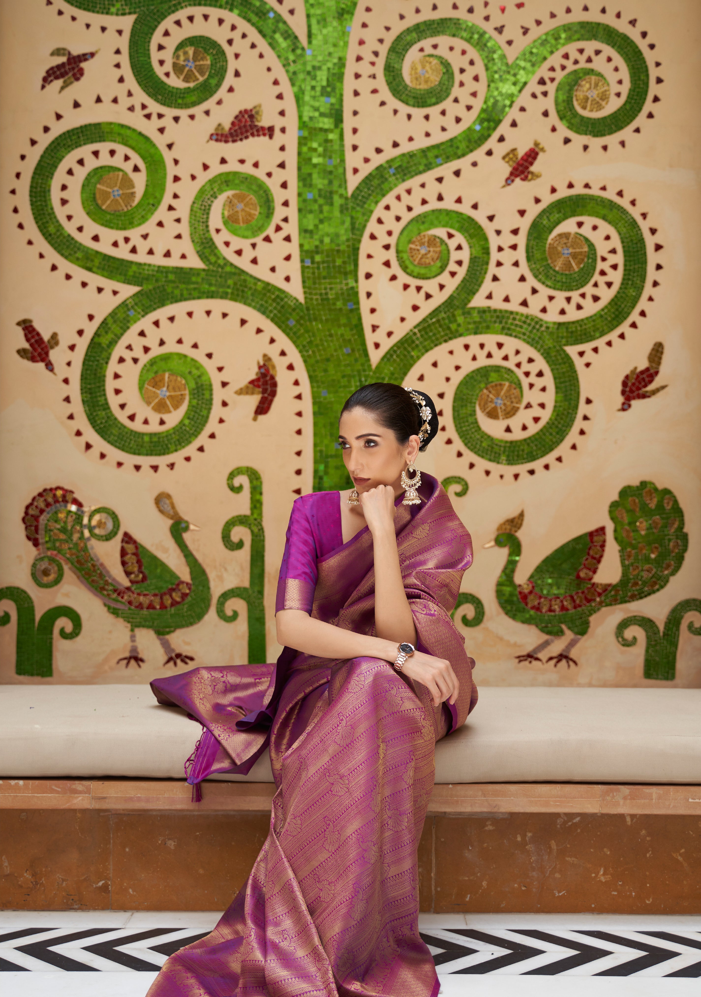 Regal Orchid Purple Zari Woven Kanjivaram Saree