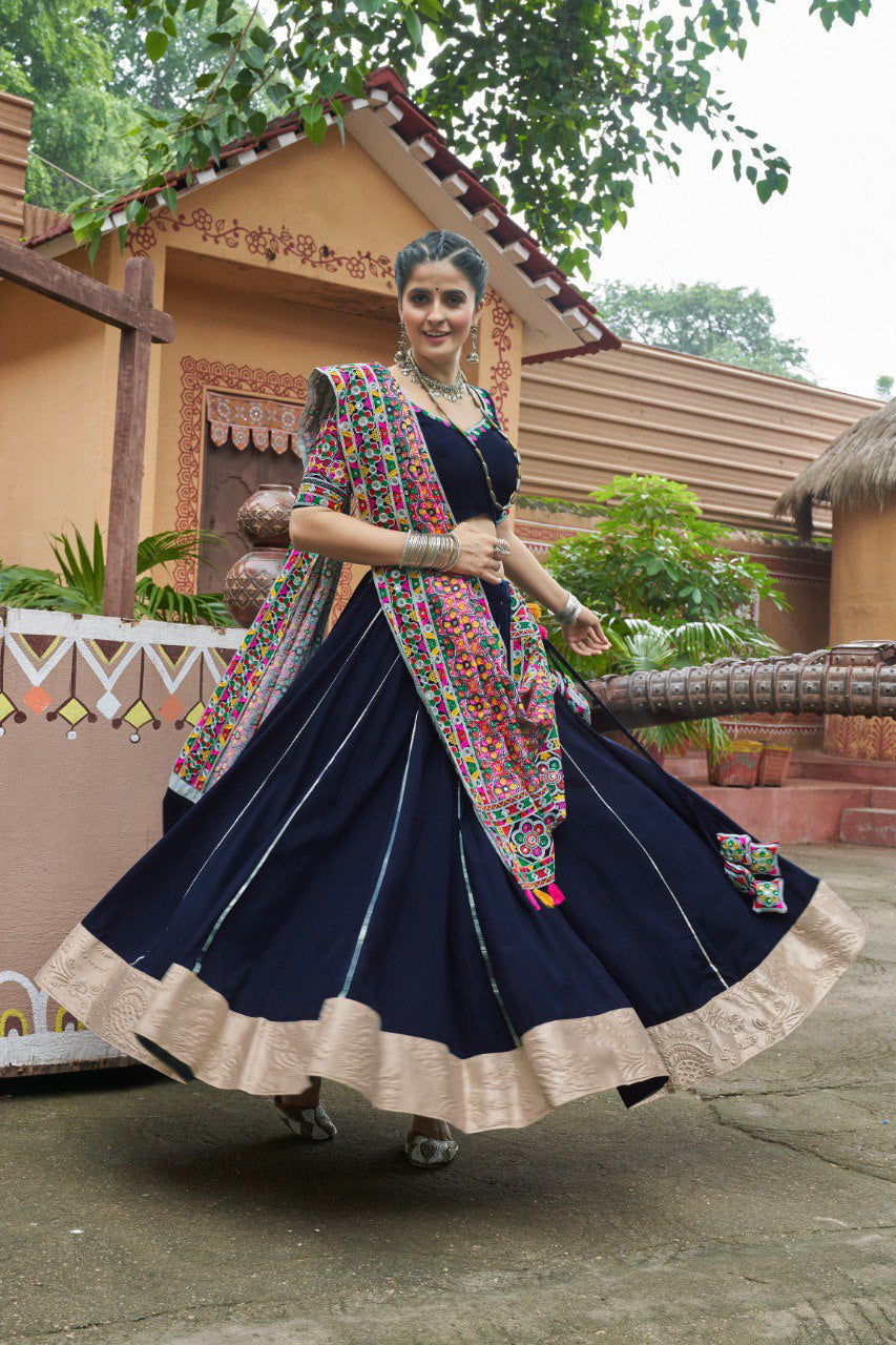 Navratri special Blue coloured rayon Lehenga