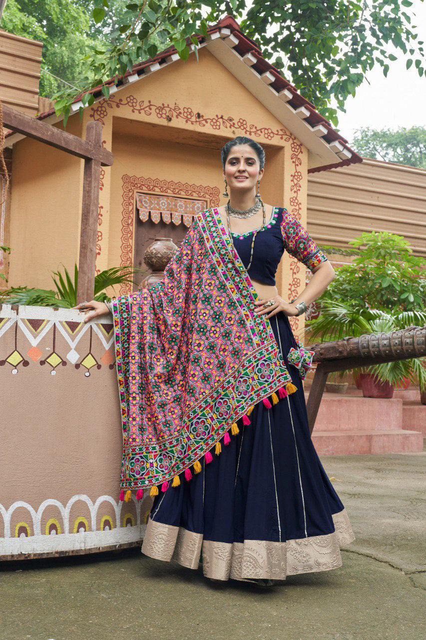 Navratri special Blue coloured rayon Lehenga