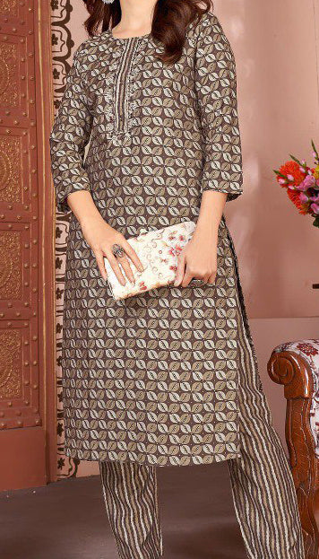 Golden Brown Kurti with Pant Set