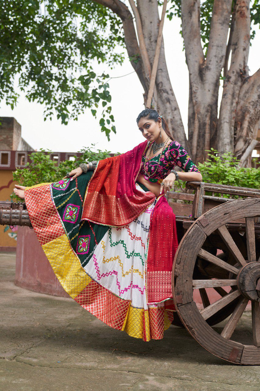 Navratri special Green coloured rayon Lehenga