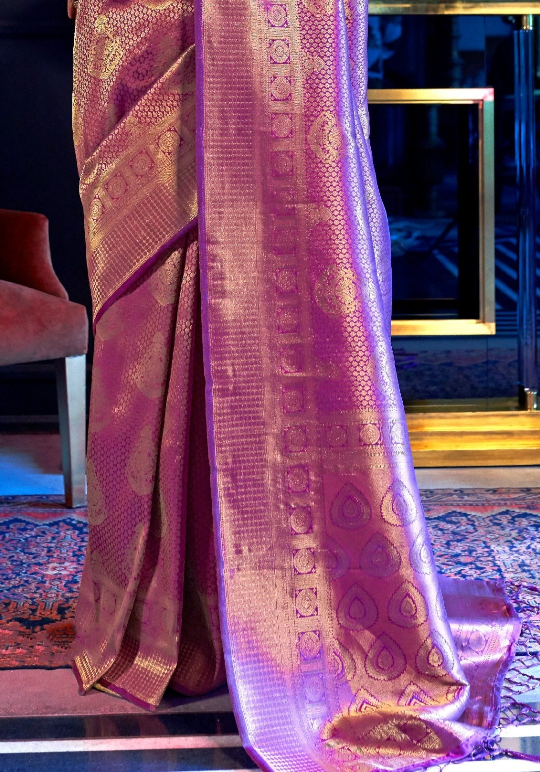 Royal Plum Kanjivaram Silk Saree: Regal Purple Radiance