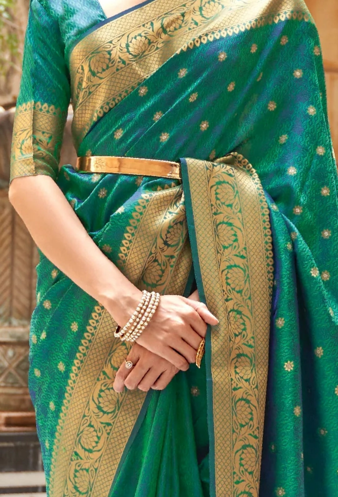 Envy Green Zari Weave Kanjivaram Saree