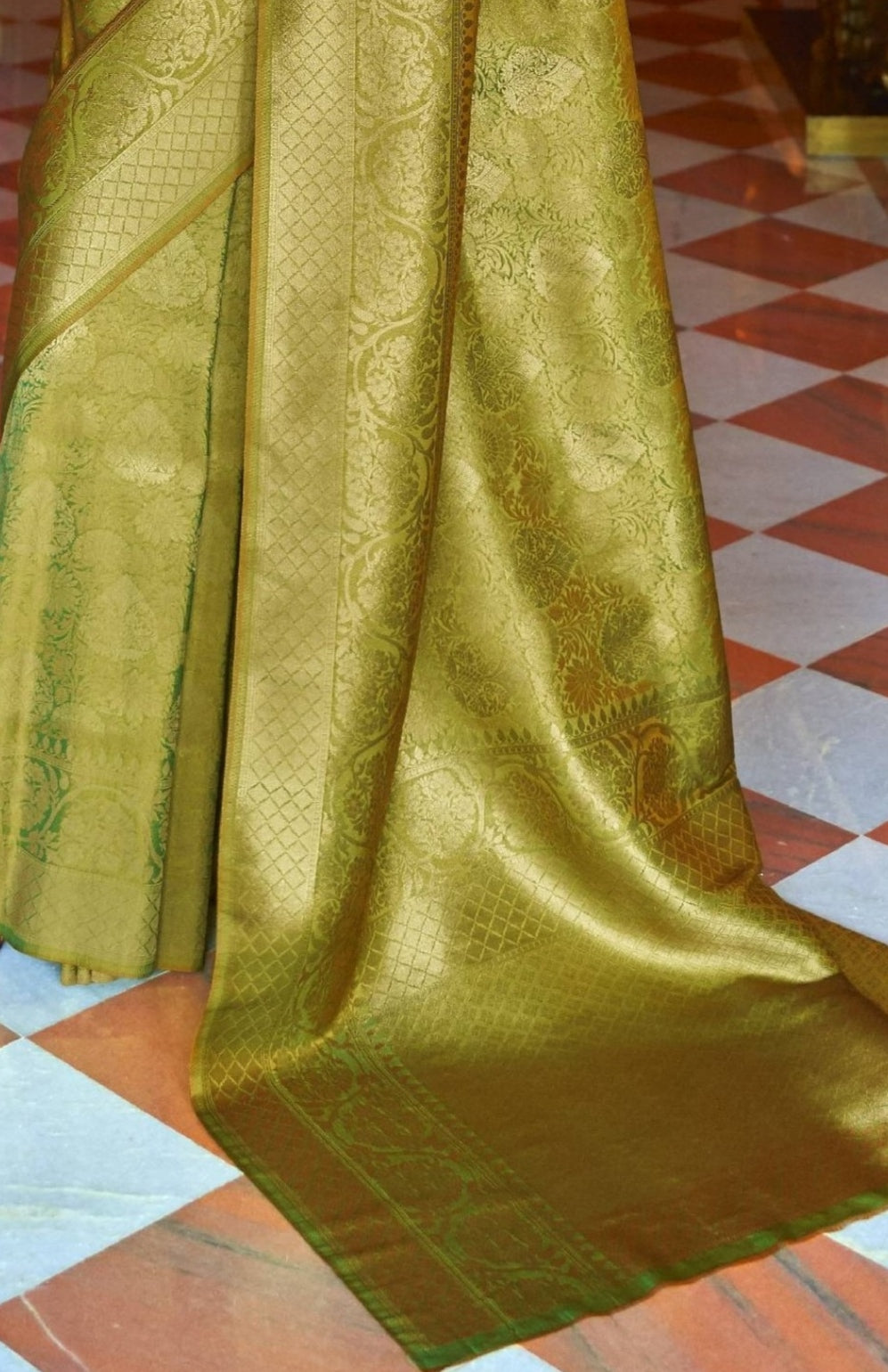 Luminous green Zari woven Kanjivaram saree