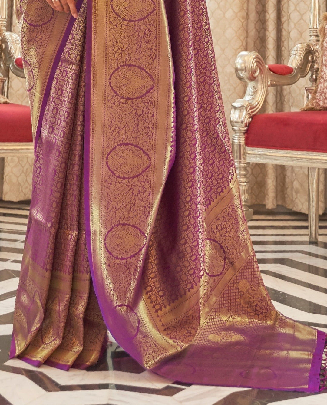 Imperial Purple Zari Woven Kanjivaram Saree