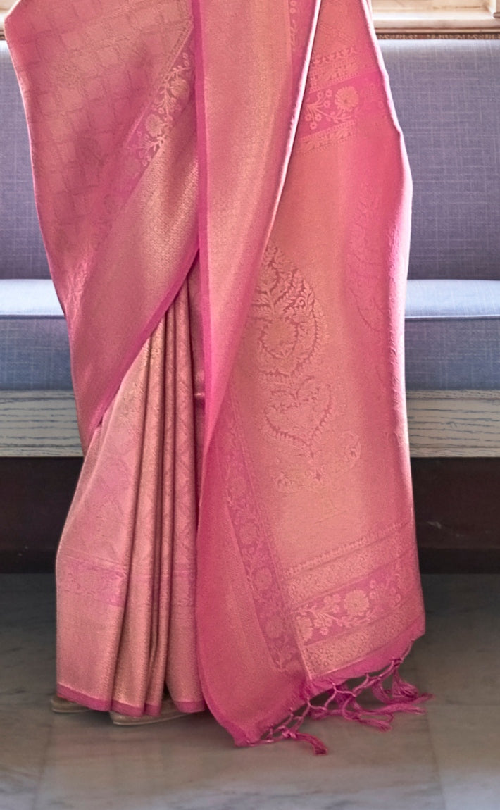 Pink Opulence Zari Woven Kanjivaram Saree