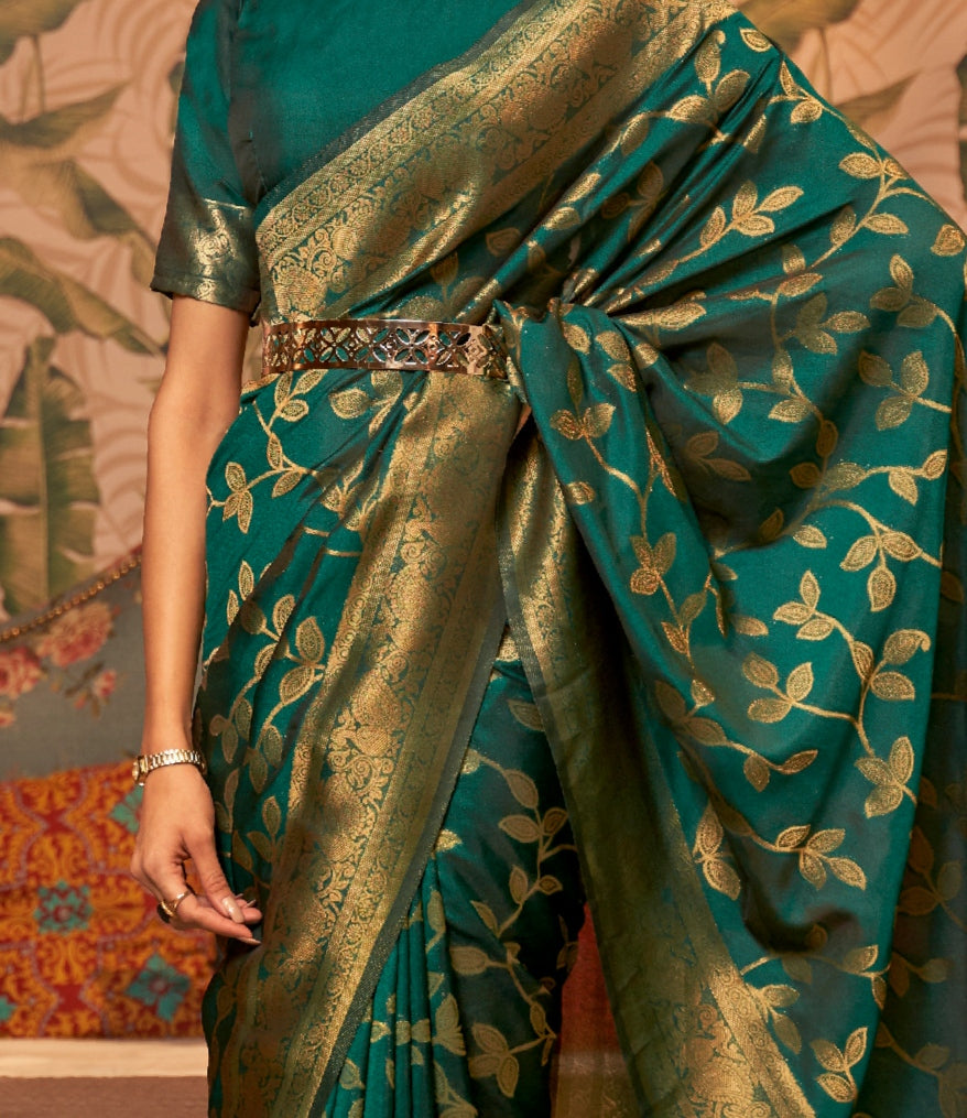 Forest Green Zari Kanjivaram Silk Saree