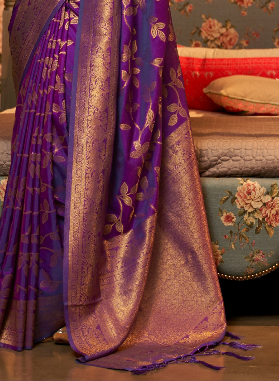 Regal Rich Purple Zari Woven Kanjivaram Saree