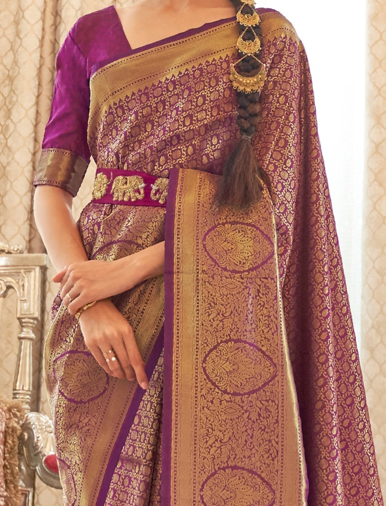 Imperial Purple Zari Woven Kanjivaram Saree