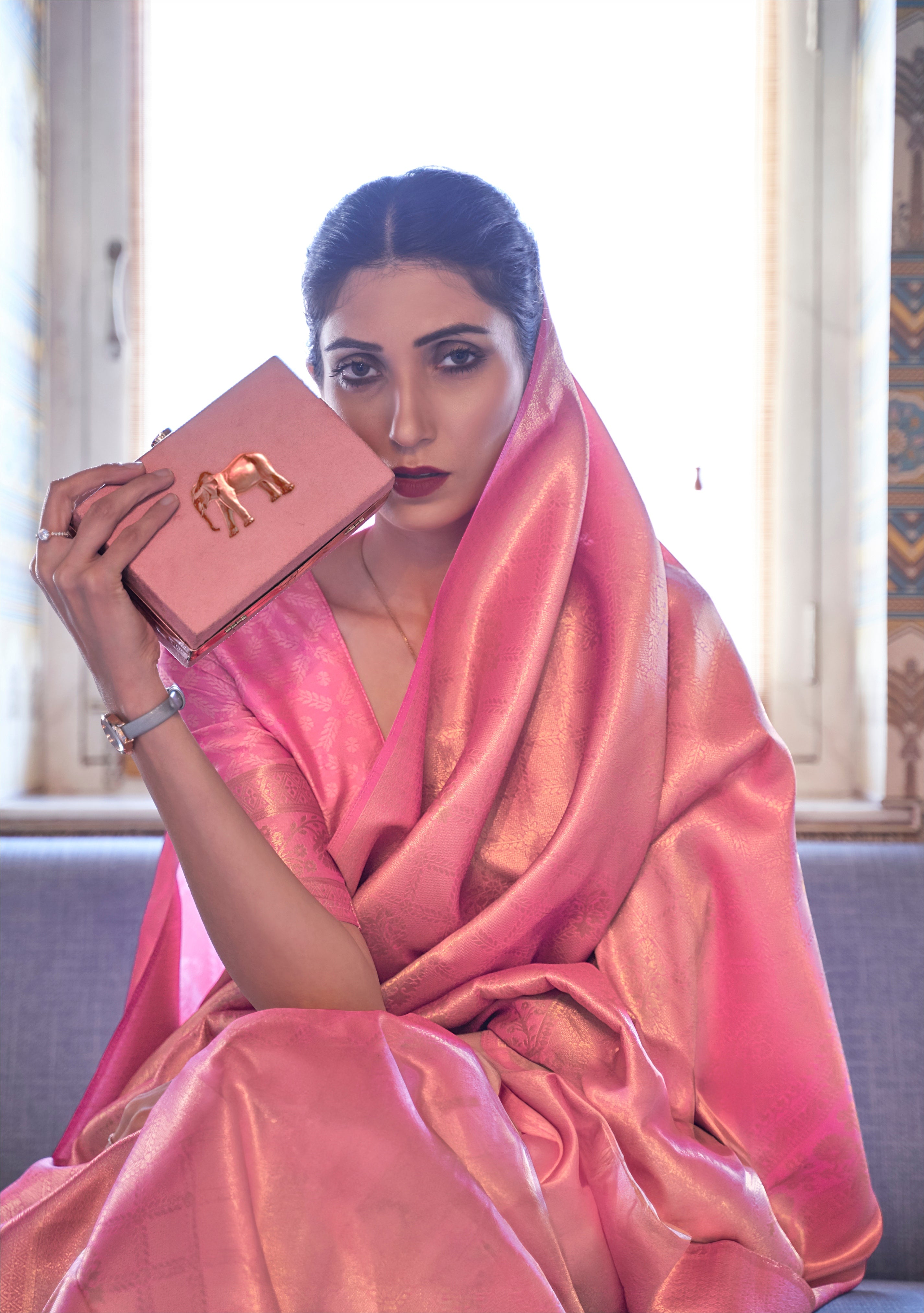 Pink Opulence Zari Woven Kanjivaram Saree