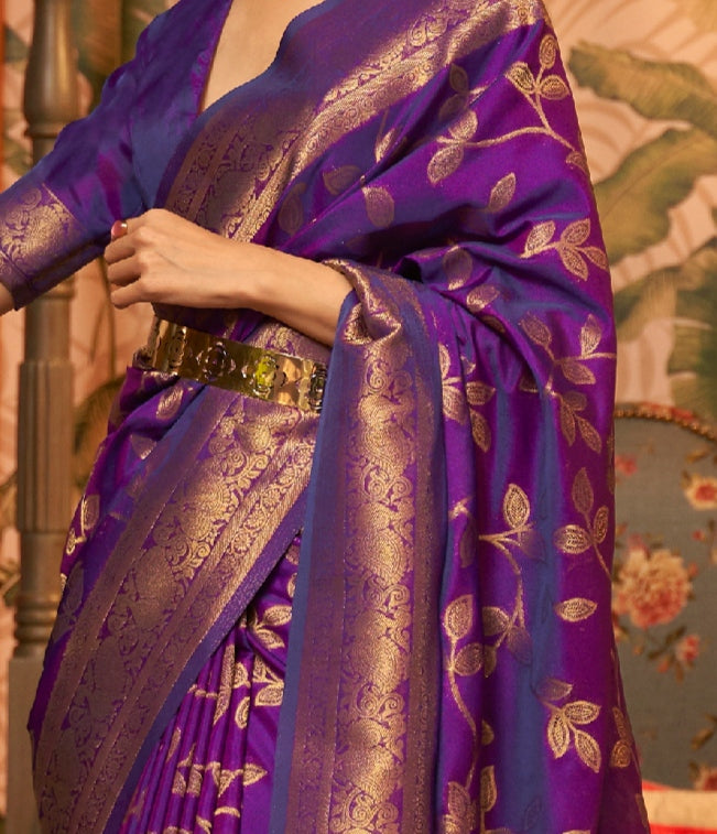 Regal Rich Purple Zari Woven Kanjivaram Saree