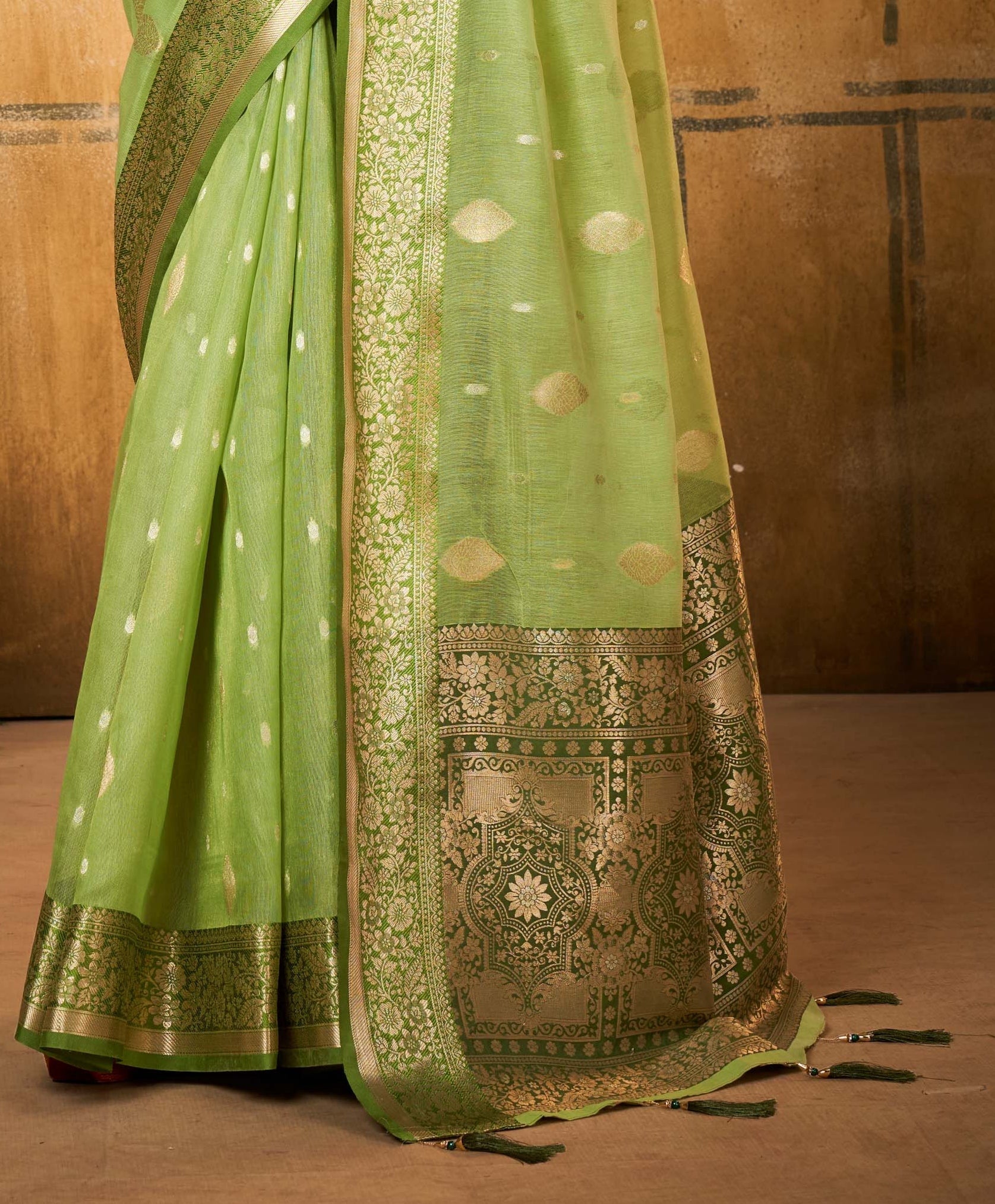 Olive Elegance Banarasi Silk Saree