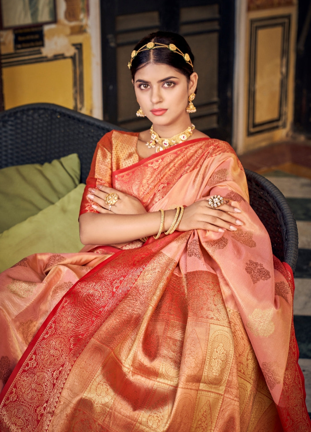 Sunburst Fiesta Pure Banarasi Handloom Silk Saree