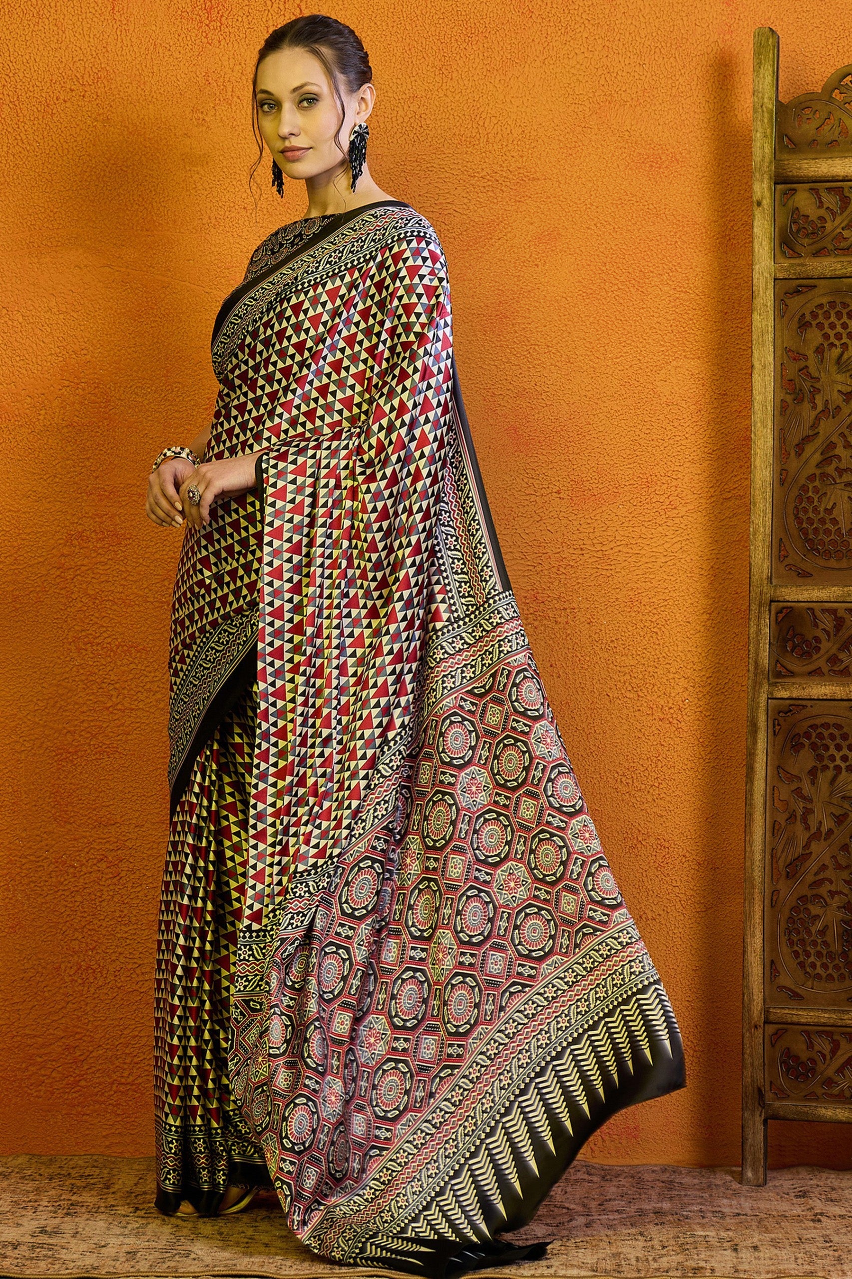 Classic Brown Ajrakh Saree