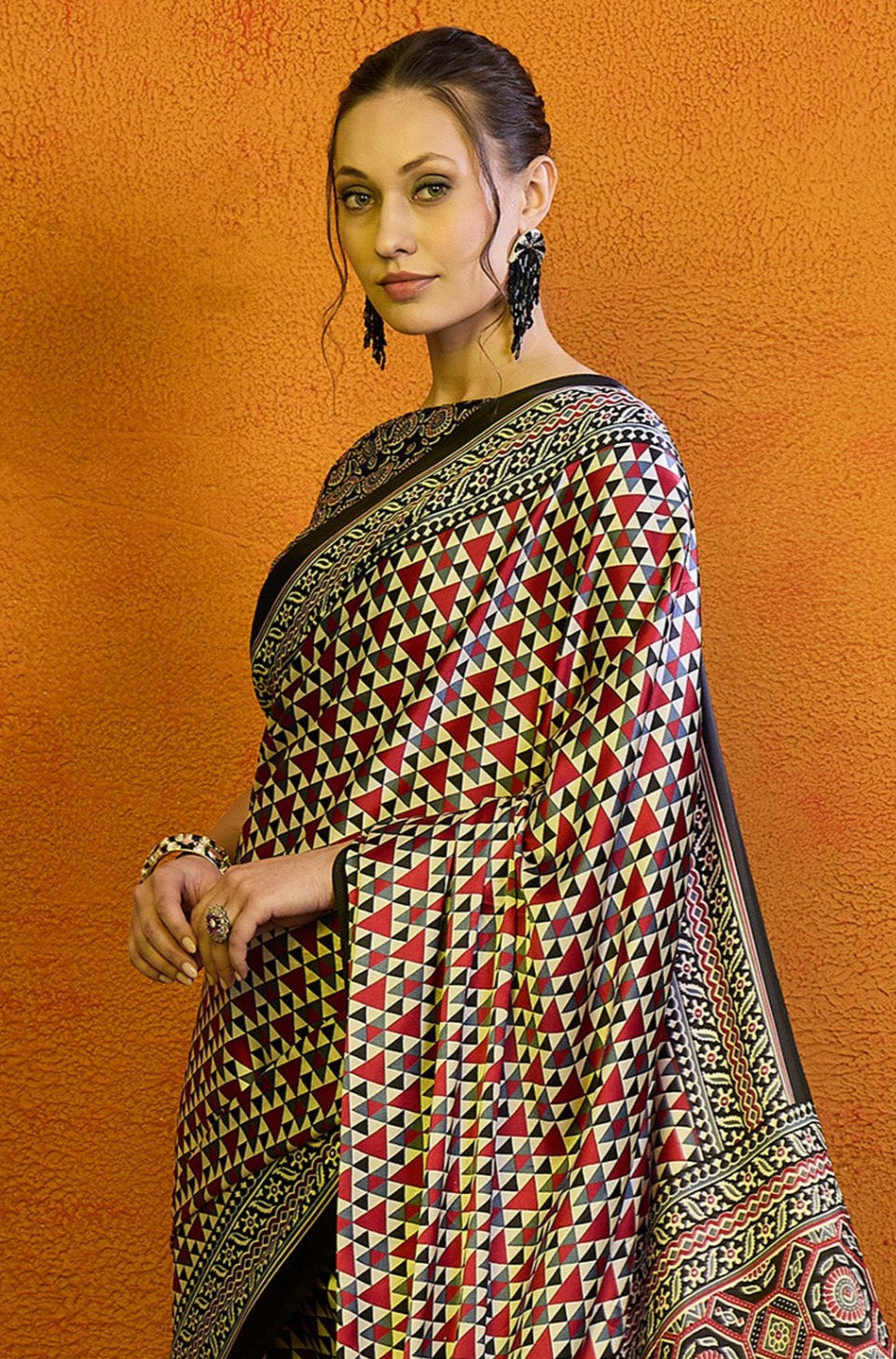 Classic Brown Ajrakh Saree