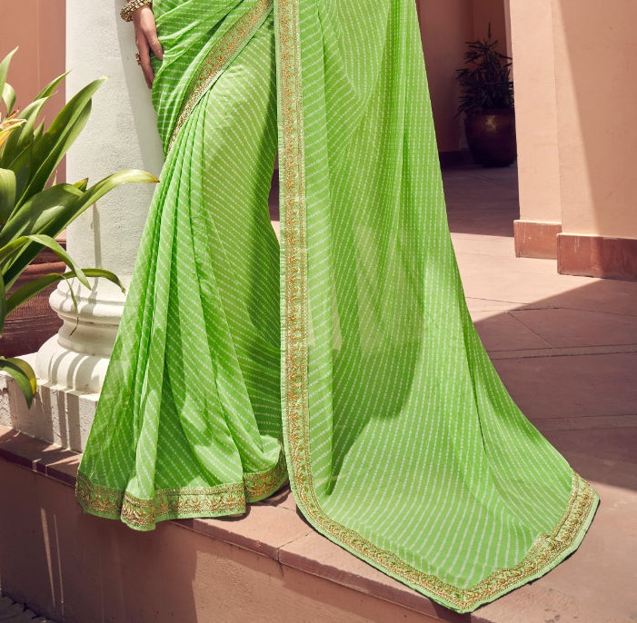 Elegant Mantis Color Bandhni Print Saree