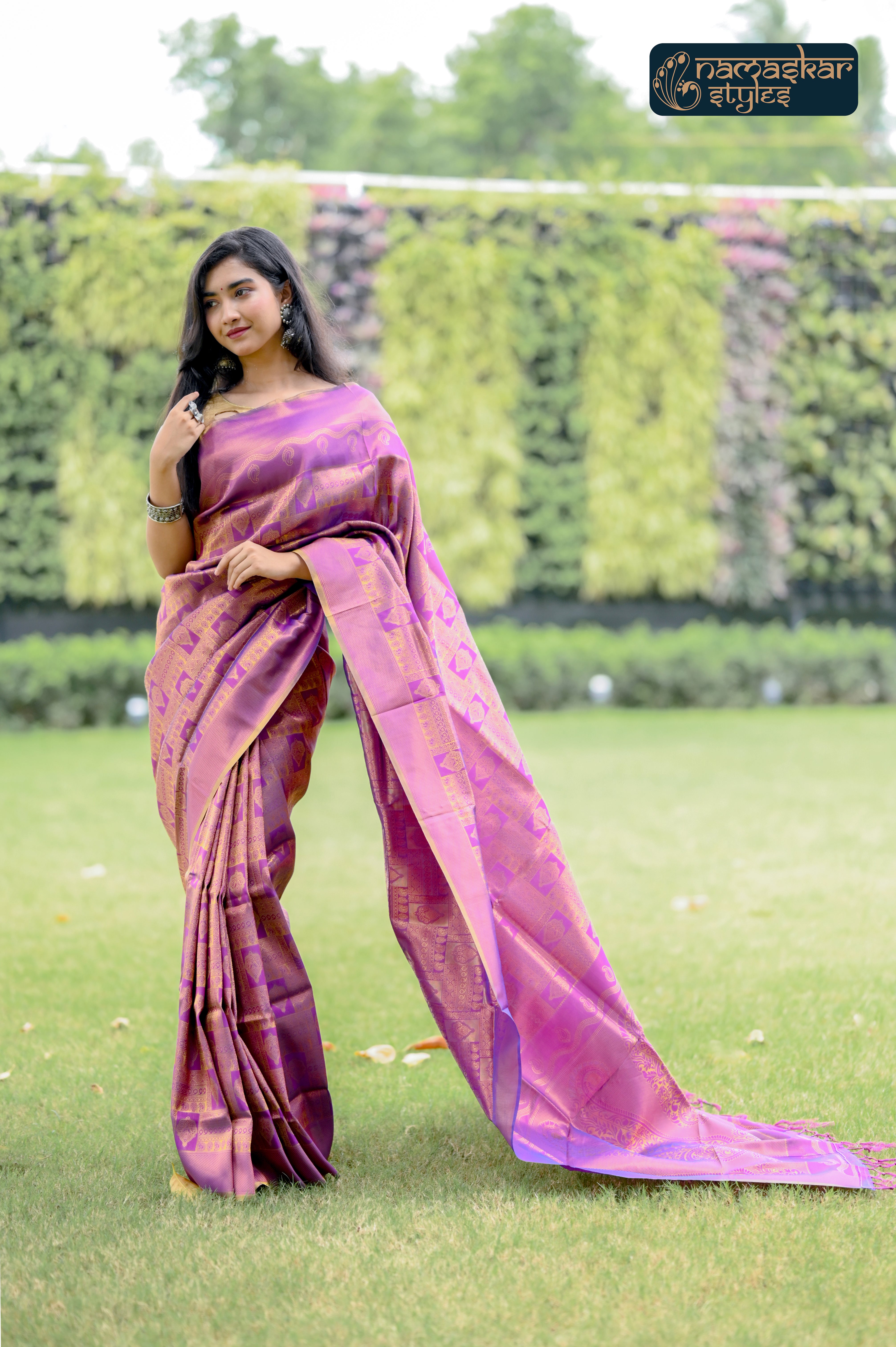 Sumptuous Purple Zari Woven Kanjivaram Silk Saree